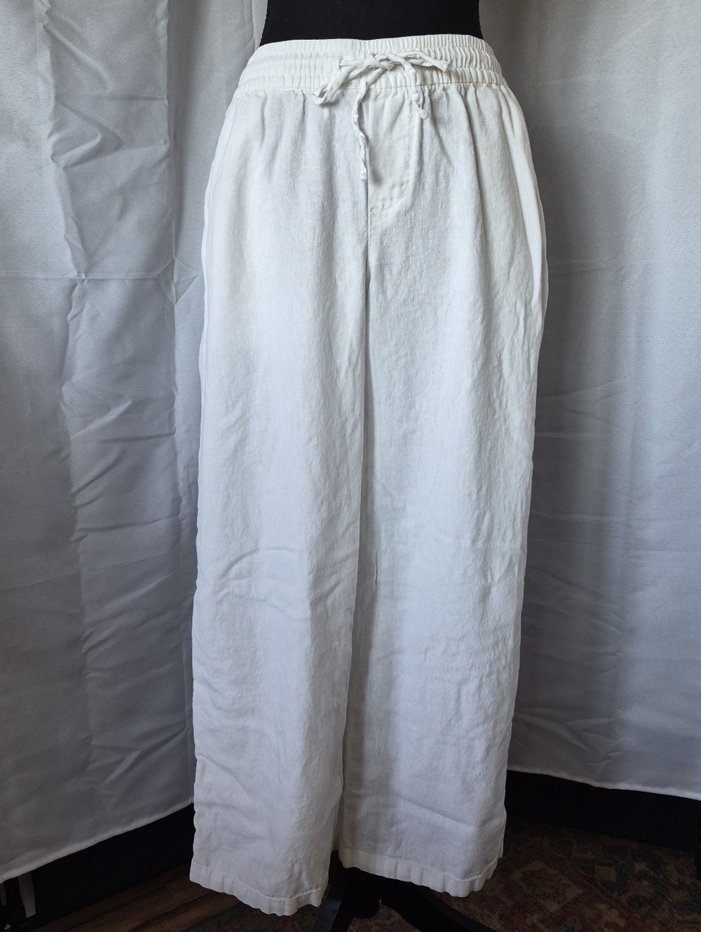 Old Navy Wide Leg Linen Pants Sz Medium Pockets Drawstring Minimalist